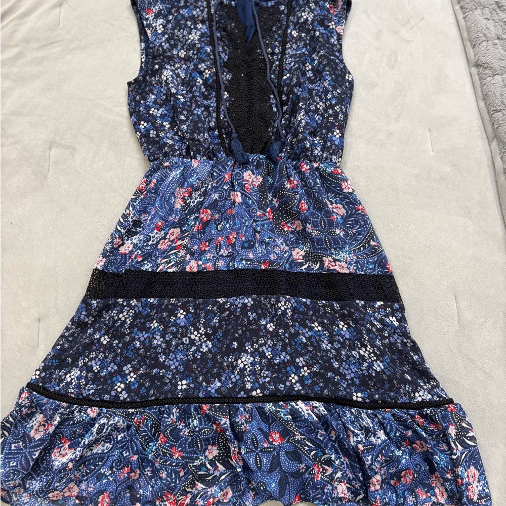 Floral Blue Sleeveless Dress